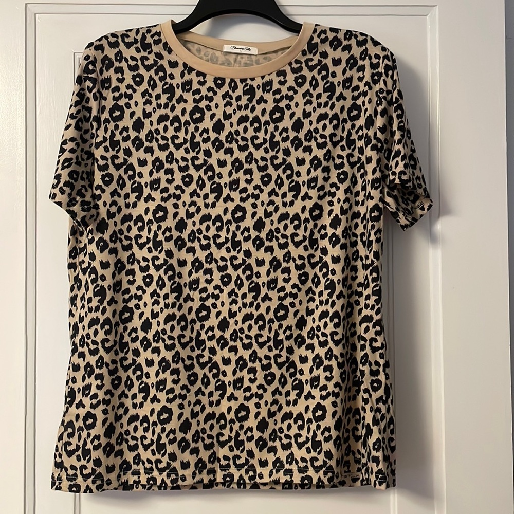 Blooming Jelly Leopard Print Short Sleeve Tee Shirt Size L